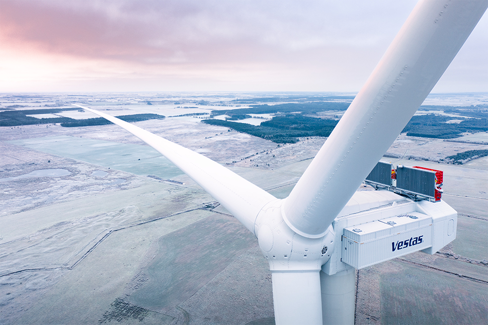 turbina wiatrowa Vestas - widok z góry