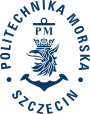 logo Politechniki Morskiej w Szczecinie - głowa gryfa, elementy kotwicy, sygnatura PM otoczone napisem Politechnika Morska  Szczecin